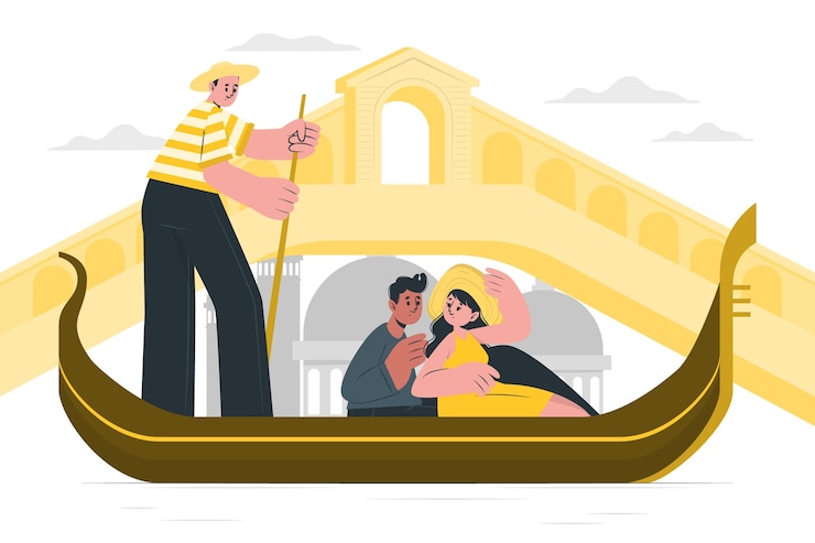 Vettore gratuito illustrazione del concetto di venezia