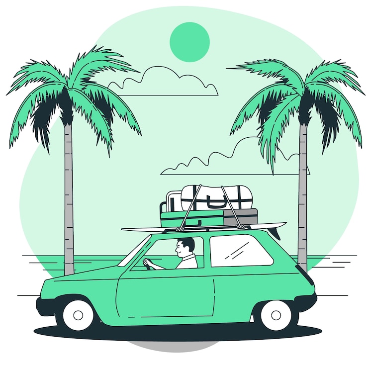 Vettore gratuito illustrazione del concetto di vettura da viaggio