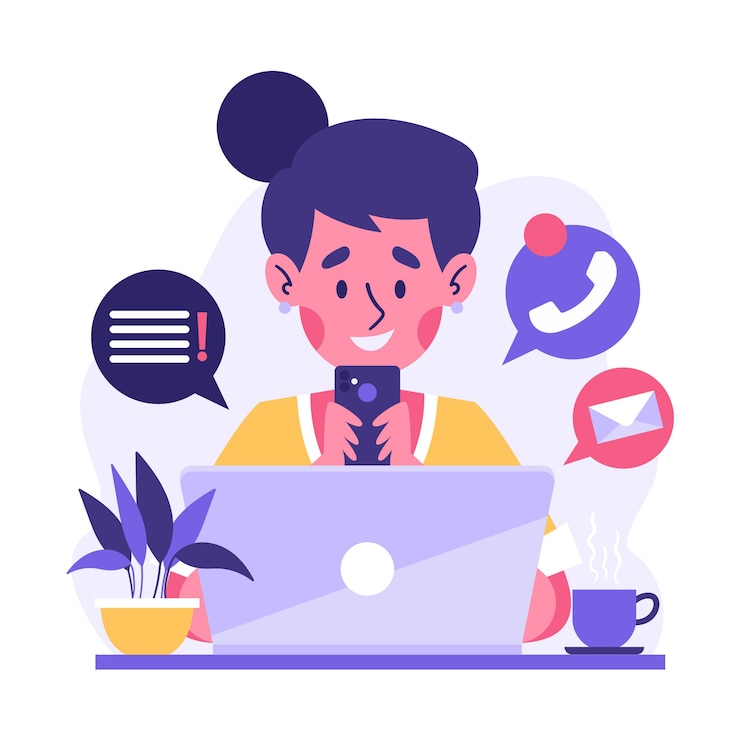 Vettore gratuito illustrazione del concetto posposto con la persona che controlla i dispositivi