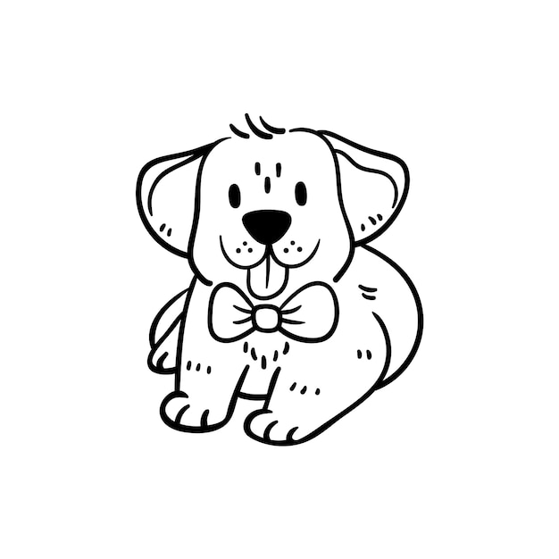 Illustrazione del contorno del cane disegnata a mano