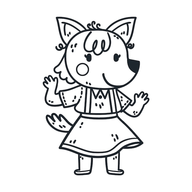 Illustrazione del contorno del cane disegnata a mano
