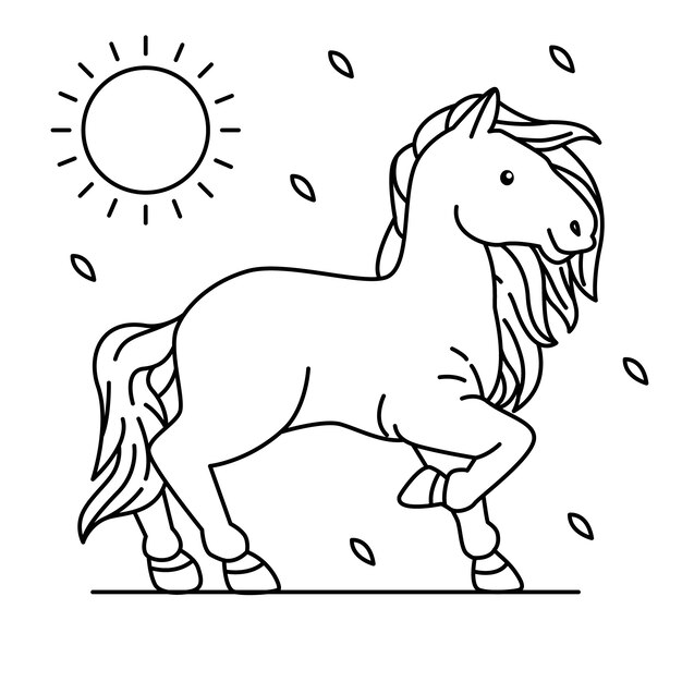 Illustrazione del contorno del cavallo disegnata a mano