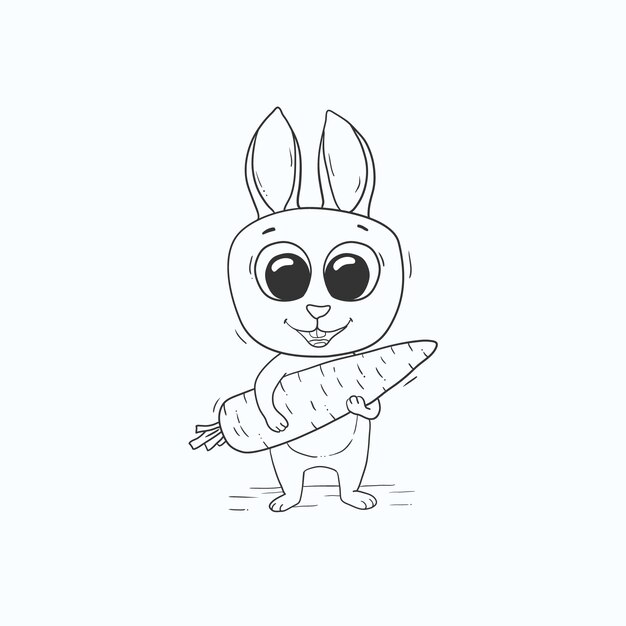 Illustrazione del contorno del coniglietto disegnato a mano