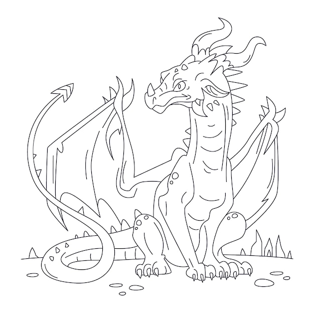 Illustrazione del contorno del drago disegnata a mano