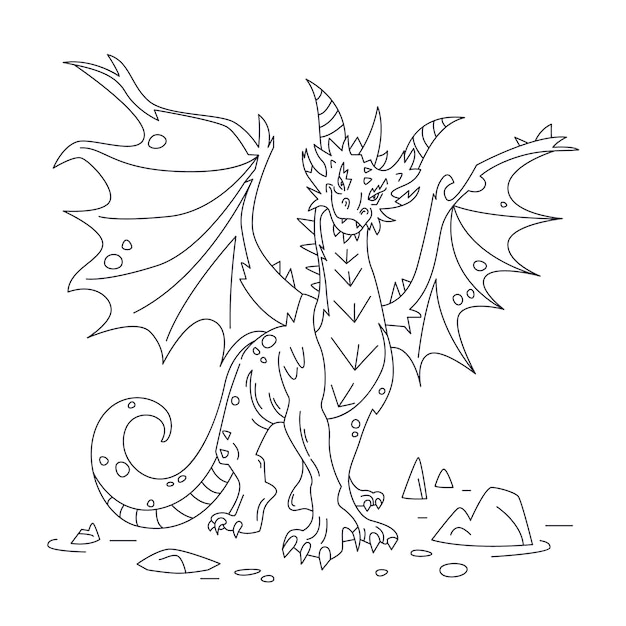 Illustrazione del contorno del drago disegnata a mano