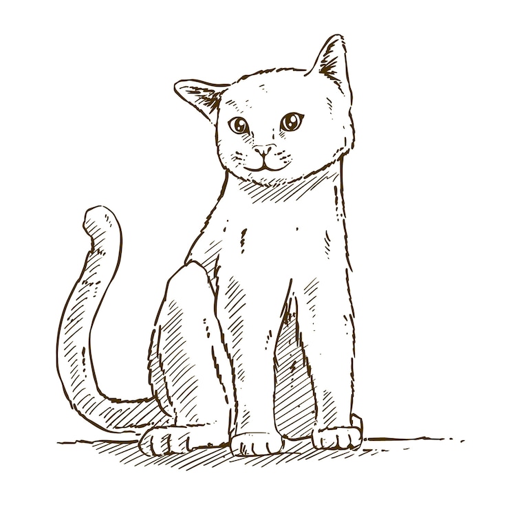 Vettore gratuito illustrazione del contorno del gatto disegnata a mano