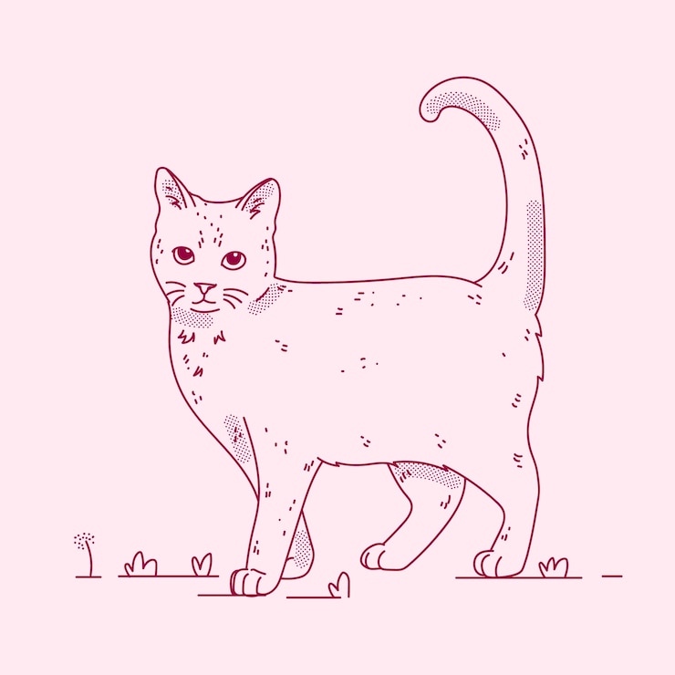 Vettore gratuito illustrazione del contorno del gatto disegnata a mano