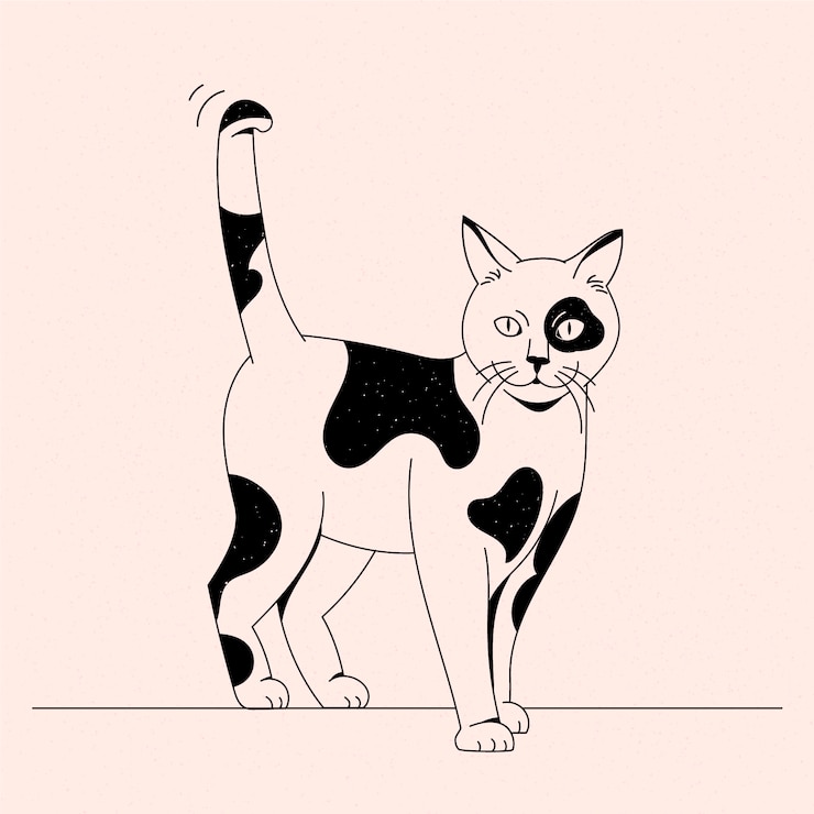 Vettore gratuito illustrazione del contorno del gatto disegnata a mano
