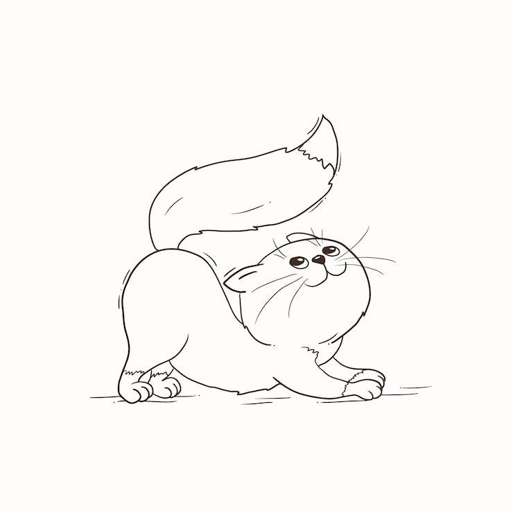 Vettore gratuito illustrazione del contorno del gatto disegnato a mano