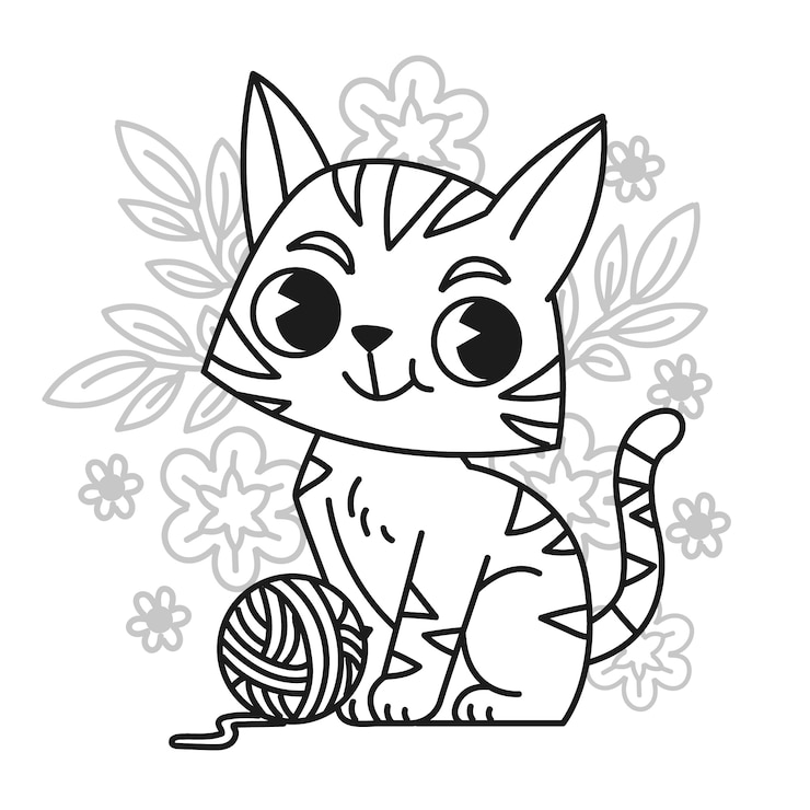 Vettore gratuito illustrazione del contorno del gatto disegnato a mano