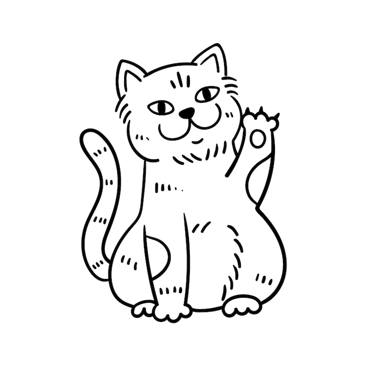 Vettore gratuito illustrazione del contorno del gatto disegnato a mano