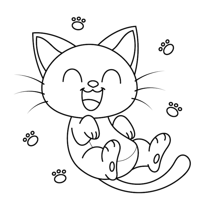 Vettore gratuito illustrazione del contorno del gatto disegnato a mano
