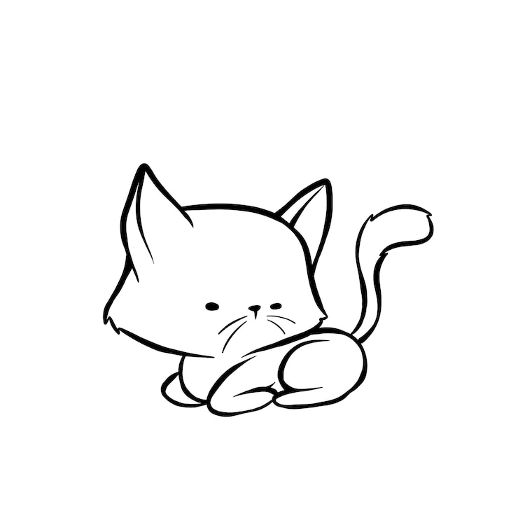 Vettore gratuito illustrazione del contorno del gatto disegnato a mano