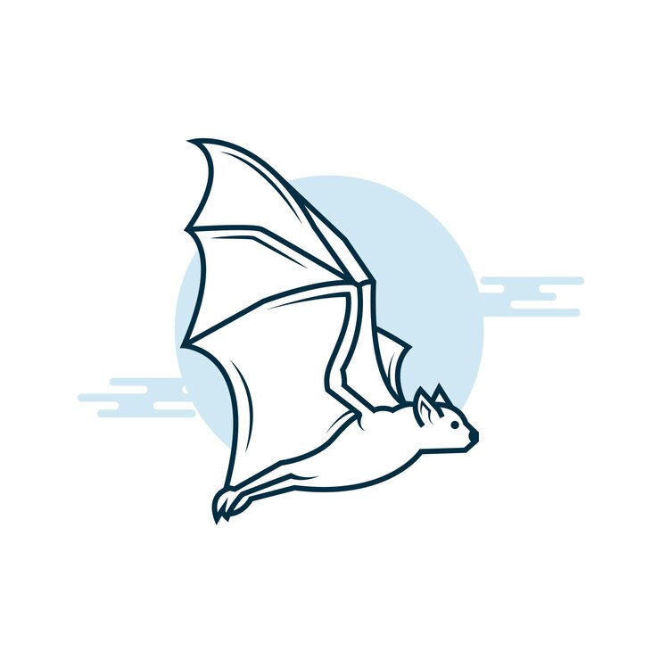 Vettore gratuito illustrazione del contorno del pipistrello disegnato a mano