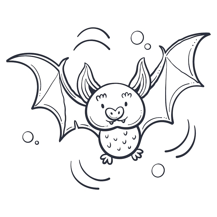 Vettore gratuito illustrazione del contorno del pipistrello disegnato a mano