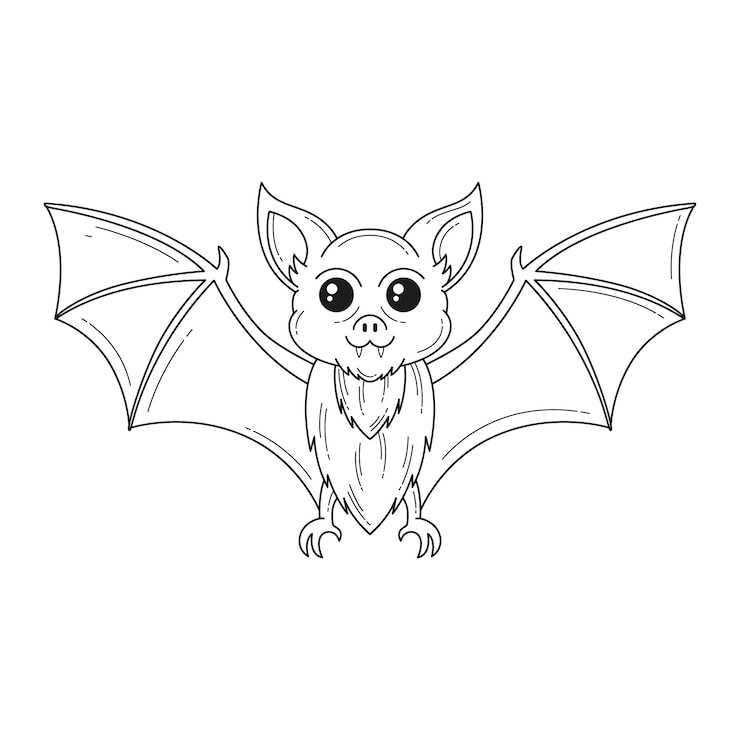 Vettore gratuito illustrazione del contorno del pipistrello disegnato a mano