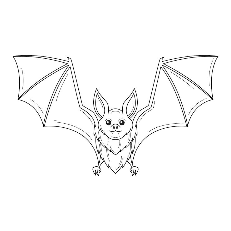 Vettore gratuito illustrazione del contorno del pipistrello disegnato a mano