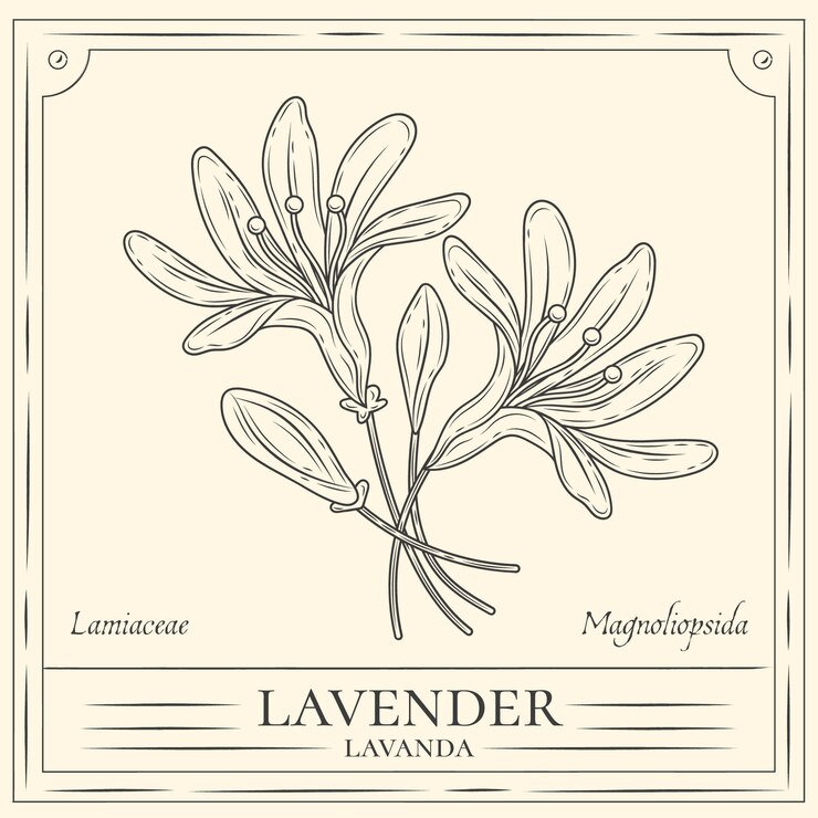 Vettore gratuito illustrazione del contorno della lavanda disegnata a mano