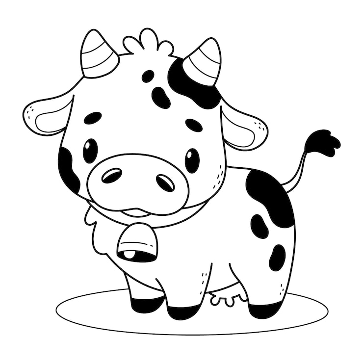 Vettore gratuito illustrazione del contorno della mucca disegnata a mano