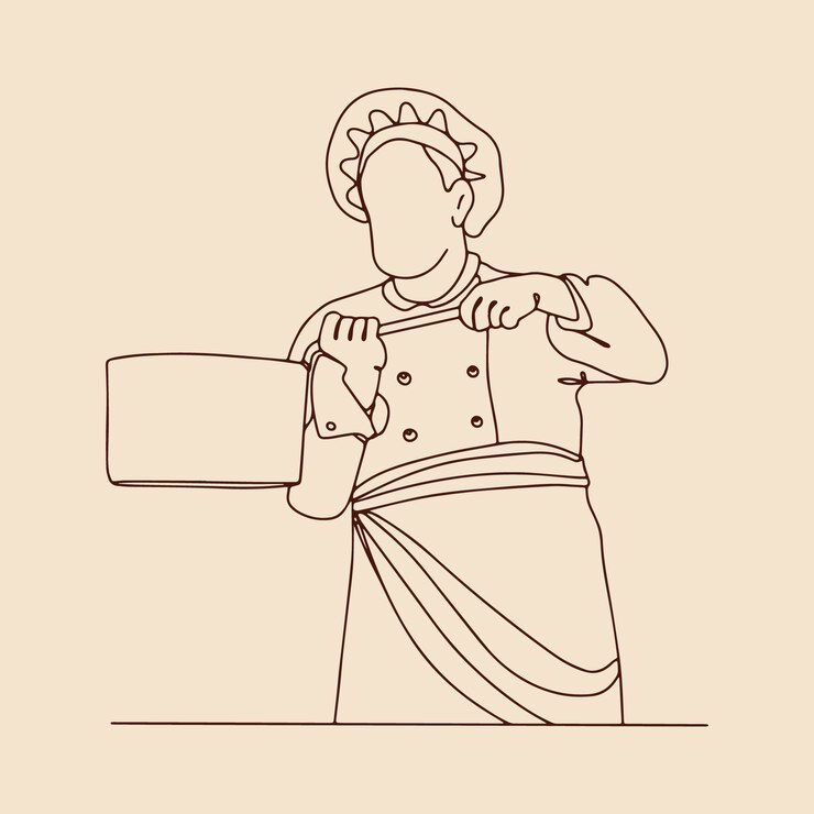 Vettore gratuito illustrazione del contorno dello chef disegnato a mano