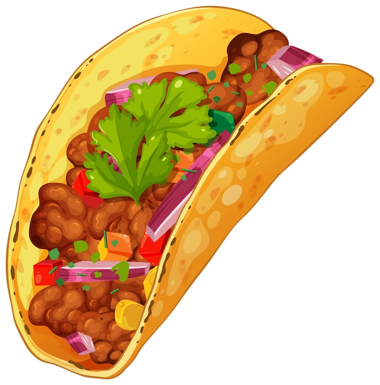 Vettore gratuito illustrazione del delizioso taco messicano