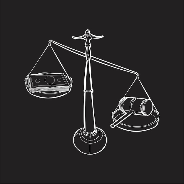 Illustrazione del disegno della mano del concetto della giustizia