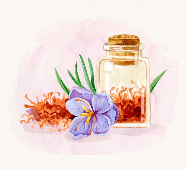 Illustrazione del fiore di zafferano dell'acquerello