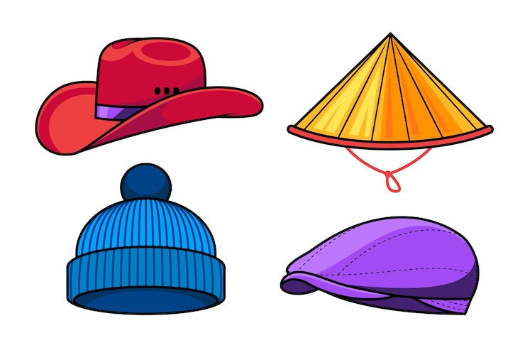 Vettore gratuito illustrazione del fumetto del cappello disegnato a mano
