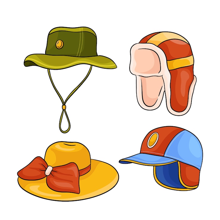 Vettore gratuito illustrazione del fumetto del cappello disegnato a mano