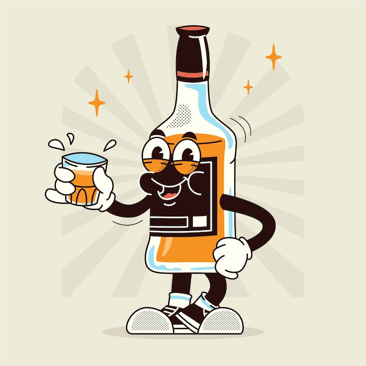 Vettore gratuito illustrazione del fumetto del vino disegnata a mano