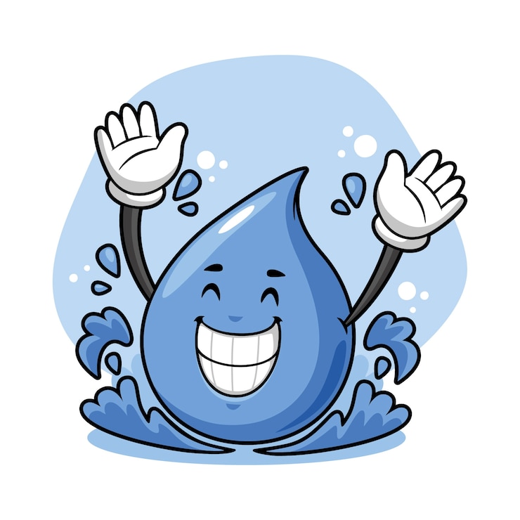 Vettore gratuito illustrazione del fumetto della goccia d'acqua disegnata a mano