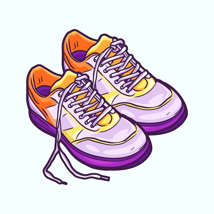 Vettore gratuito illustrazione del fumetto di scarpe da corsa disegnate a mano