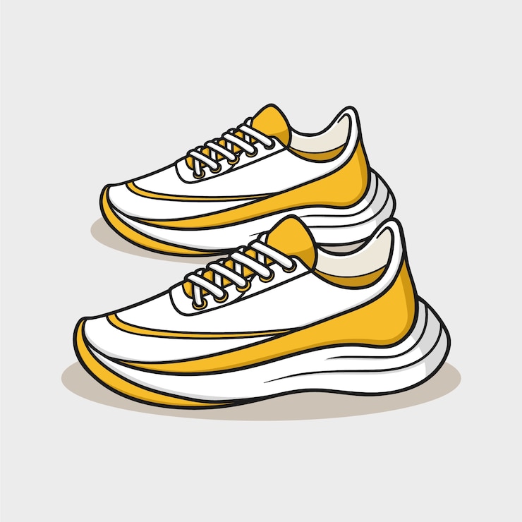 Vettore gratuito illustrazione del fumetto di scarpe da corsa disegnate a mano
