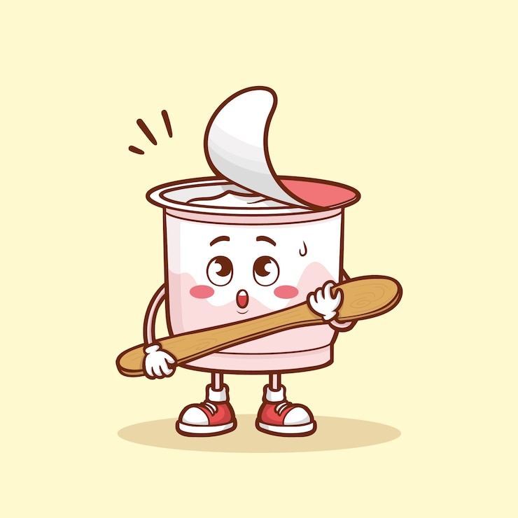 Vettore gratuito illustrazione del fumetto di yogurt disegnato a mano