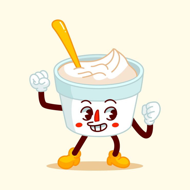 Vettore gratuito illustrazione del fumetto di yogurt disegnato a mano