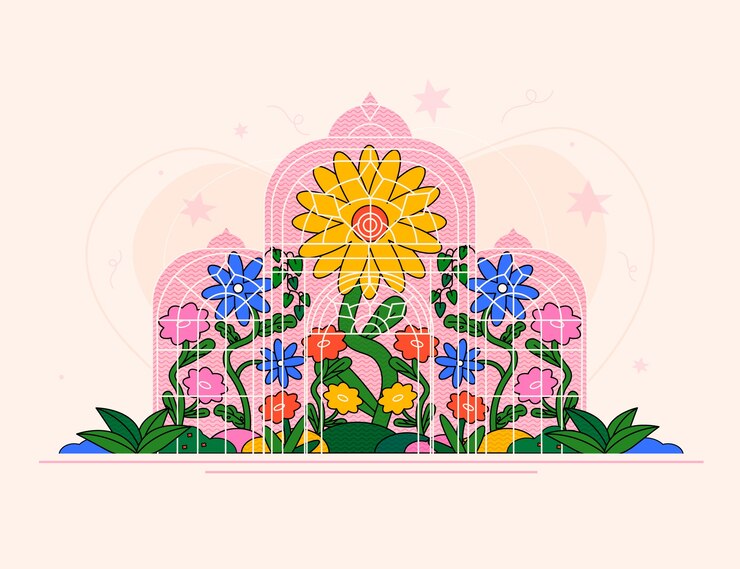 Vettore gratuito illustrazione del giardino botanico