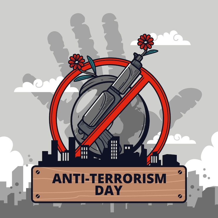 Vettore gratuito illustrazione del giorno antiterrorismo disegnata a mano