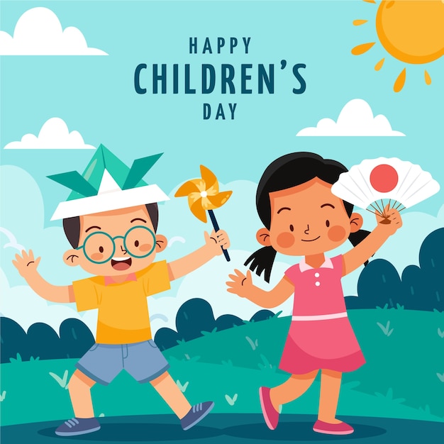 Illustrazione del giorno dei bambini piatto