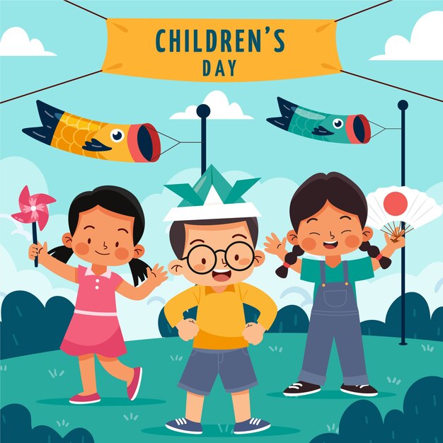 Illustrazione del giorno dei bambini piatto