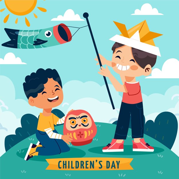 Illustrazione del giorno dei bambini piatto