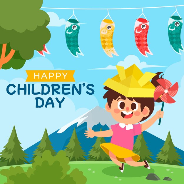 Illustrazione del giorno dei bambini piatto