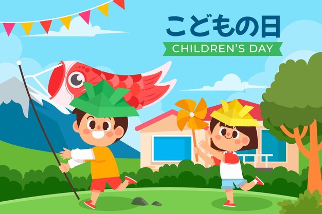 Illustrazione del giorno dei bambini piatto