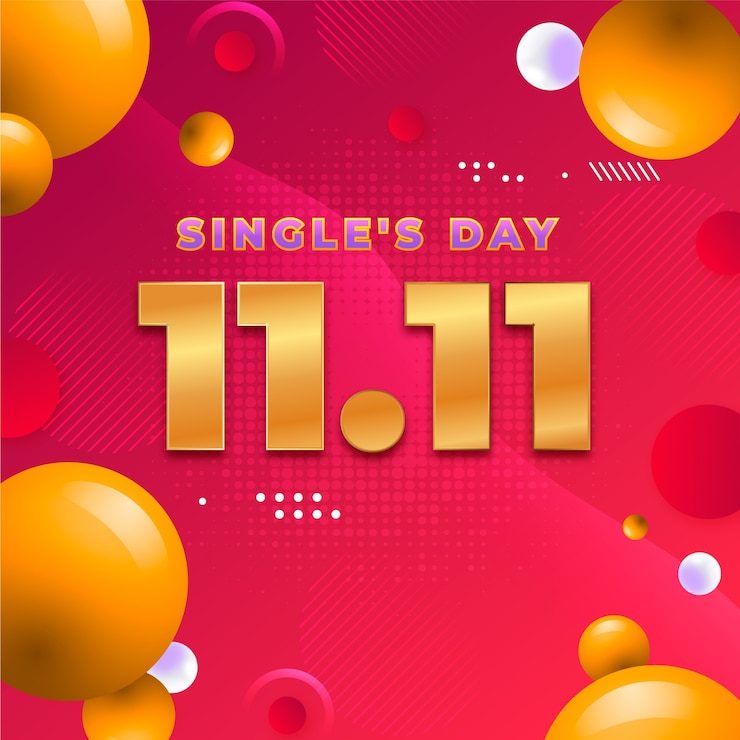 Vettore gratuito illustrazione del giorno dei single con gradiente 11.11