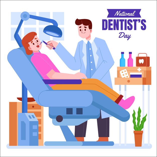 Illustrazione del giorno del dentista nazionale piatto