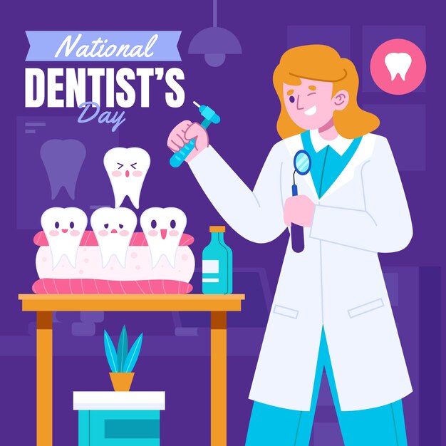 Illustrazione del giorno del dentista nazionale piatto