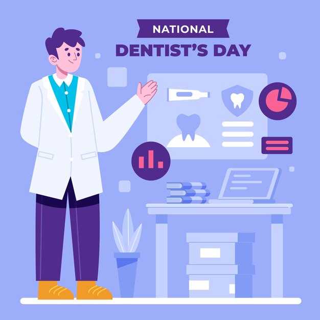 Illustrazione del giorno del dentista nazionale piatto
