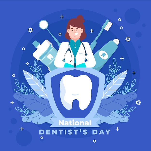 Illustrazione del giorno del dentista nazionale piatto