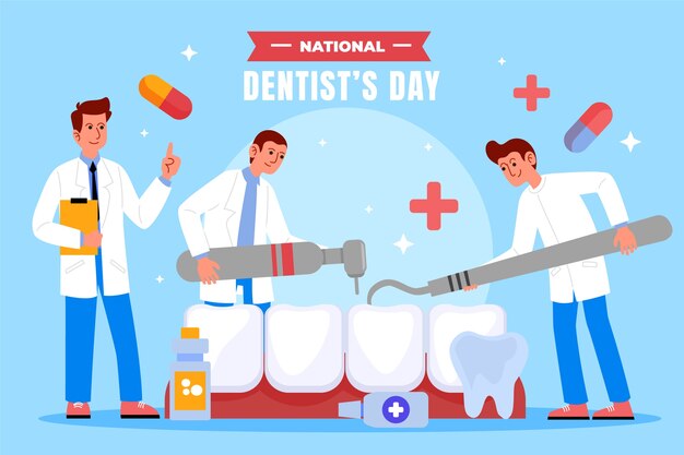 Illustrazione del giorno del dentista nazionale piatto