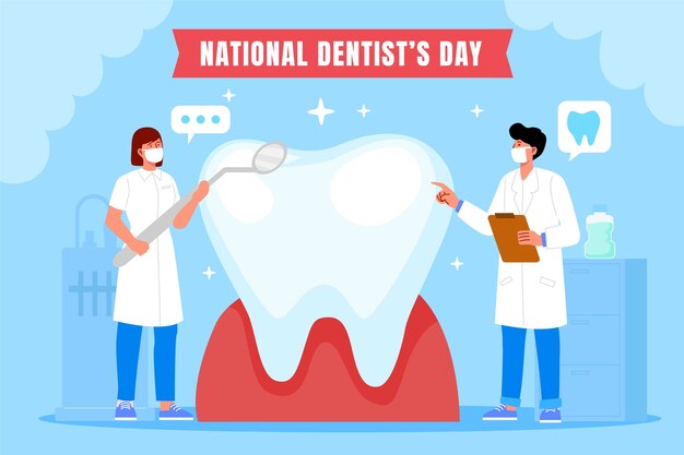 Illustrazione del giorno del dentista nazionale piatto