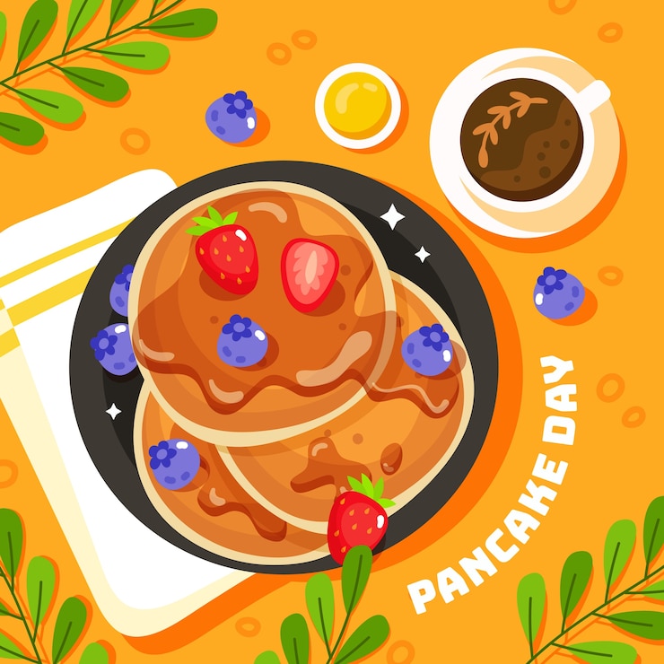 Vettore gratuito illustrazione del giorno del pancake piatto